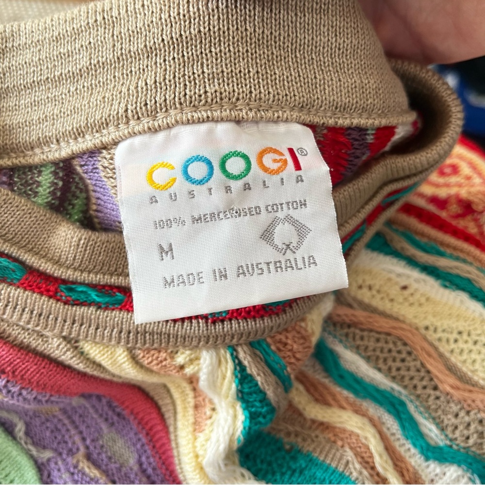 Vintage Coogi 3D Knit Mercerized Cotton Sweater Australia 1980s Biggie Colourful - Picture 8 of 11